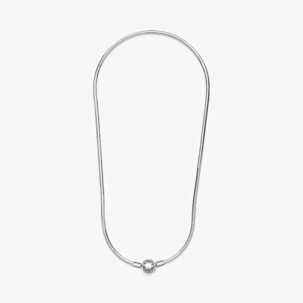 Pandora Moments Snake Silver Chain Necklace Class 45cm Chain Necklace Round - Picture 2 of 6